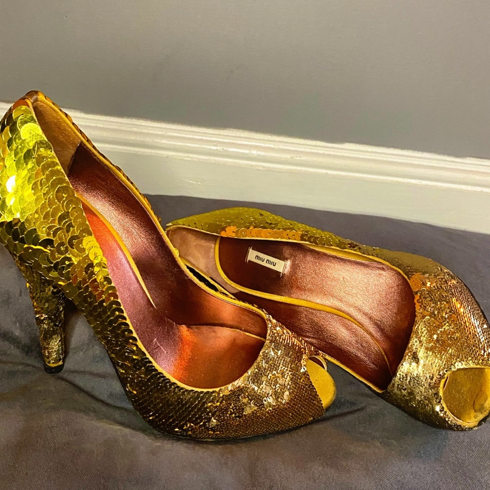 Vintage Miu Miu Sequin Heels Size 6 - image 1